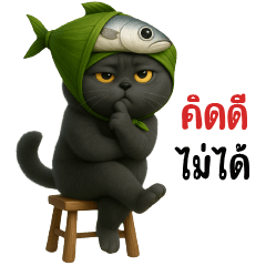 Black cat with fish head