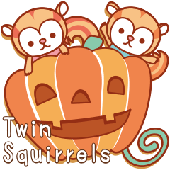 「Twin Squirrels」秋にはしゃぐ子リスたち