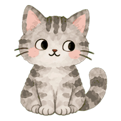 Soft Watercolor Gray Tabby Cat