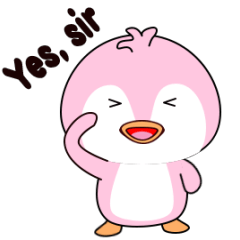 Cheerful pink penguin