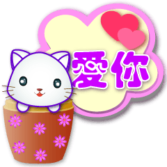 Cute white cat - - Useful Speech balloon