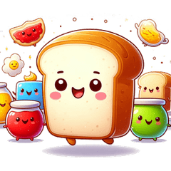 かわいいパンのカートゥーンスタンプで心ほ