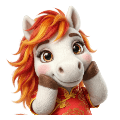 Pao Pao: 羊毛フェルトの白馬 (旧正月)