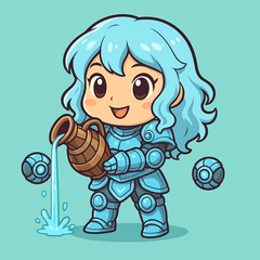 水瓶座のちび騎士！日常会話スタンプ