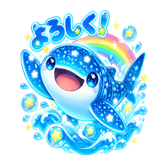 幻想的な星空と深海のジンベエザメ