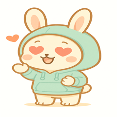 「ミントうさぎ：かわいい表情スタンプ」