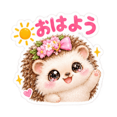 はりねずみの1日♡あいさつスタンプ