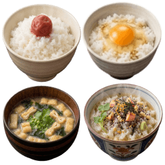 文字なし！ごちそうスタンプ18・ごはん汁物