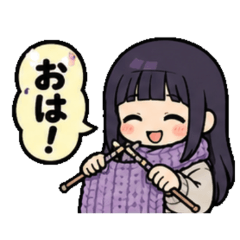 編みマフラー女子