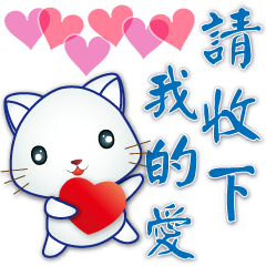 Cute white cat- -please accept my love