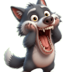 お腹ペコペコのオオカミ、ご飯をおねだり！