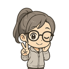 メガネ女性の日時スタンプ