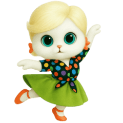 ヴィンテージ水玉模様の子猫