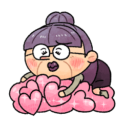 紫おばあちゃんの気持ちを伝えるスタンプ