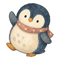 にじみ水彩のペンギン