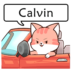 Name sticker of Chacha cat "Calvin"