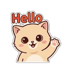 キュートで元気な猫の挨拶と日常フレーズ