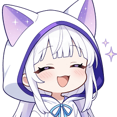 ホワイトフードキャットガールスタンプ