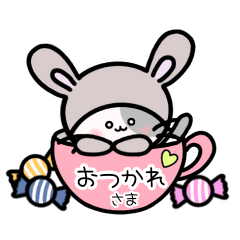 うさぎに憧れる着ぐるみ猫スタンプ