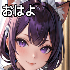 猫耳の紫髪 & ミステリアスな笑顔