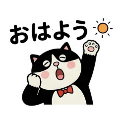毎日使える！かわいい白黒ねこスタンプ