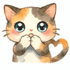 ハートの尻尾の三毛猫