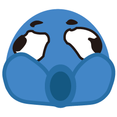 Blue emoji creature
