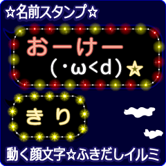 動く顔文字「きり」の☆ふきだしイルミ