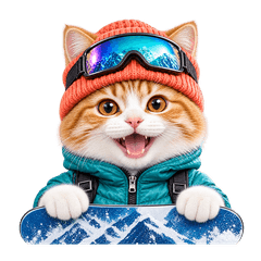 スキー＆スノボに誘う！実写ねこ40