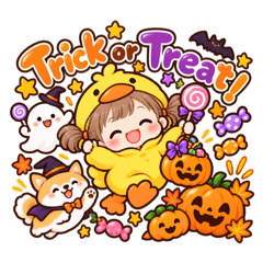 かわいい女の子♡ヒヨコハロウィーンと秋