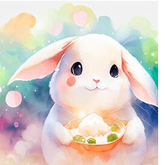 Rabbit watercolor heartwarming sticker C