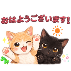 仲良し保護猫ちゃしろ＆まくろ敬語スタンプ