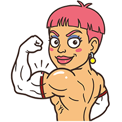 Molly, with pink hair