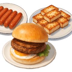 台湾の朝食メニューいろいろ（文字なし）