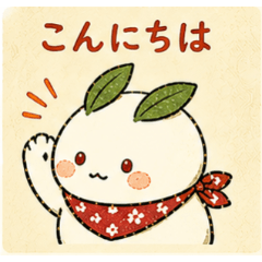 ゆるかわレトロ雪うさぎスタンプ