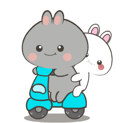 Adorable Rabbit Grey 3 : Pop-up stickers