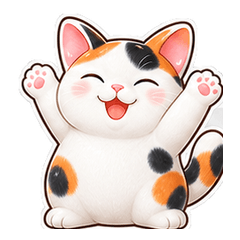 Happy Calico Cat  Traditional Chinese