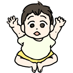 赤ちゃん園児と家族の報告連絡スタンプ