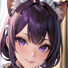 猫耳の紫髪 & ミステリアスな笑顔0