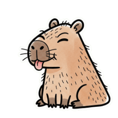 疑問に思う三角カピバラ