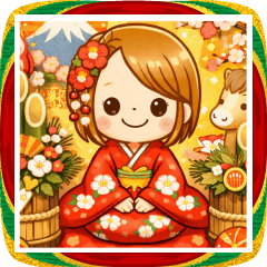 飛び出す♡女の子のお正月