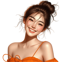 Cute girl in orange dress