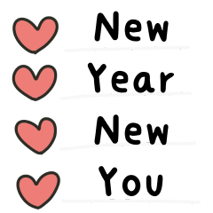 Cute New Year girl stickers with text