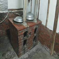 Outside the great-grandfather's house