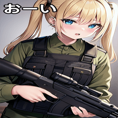 銃を撃つピアス軍人女の子金