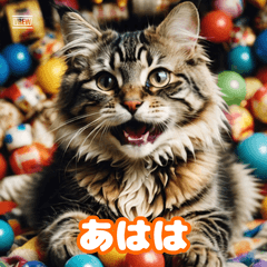 ラッキーミッドナイト猫スタンプ