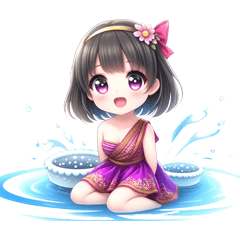 Cute Songkran Girl Stickers