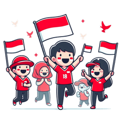 インドネシア応援スポーツかわいいスタンプ