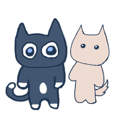 Big eyes cat and dog friend