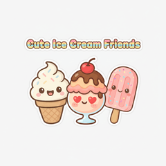 可愛いアイスクリームスタンプ